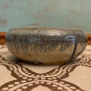 Vintage Blue & White Glaze Round Decorative Art Pottery Bowl